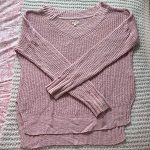 Pink V-Neck Women's Sweater